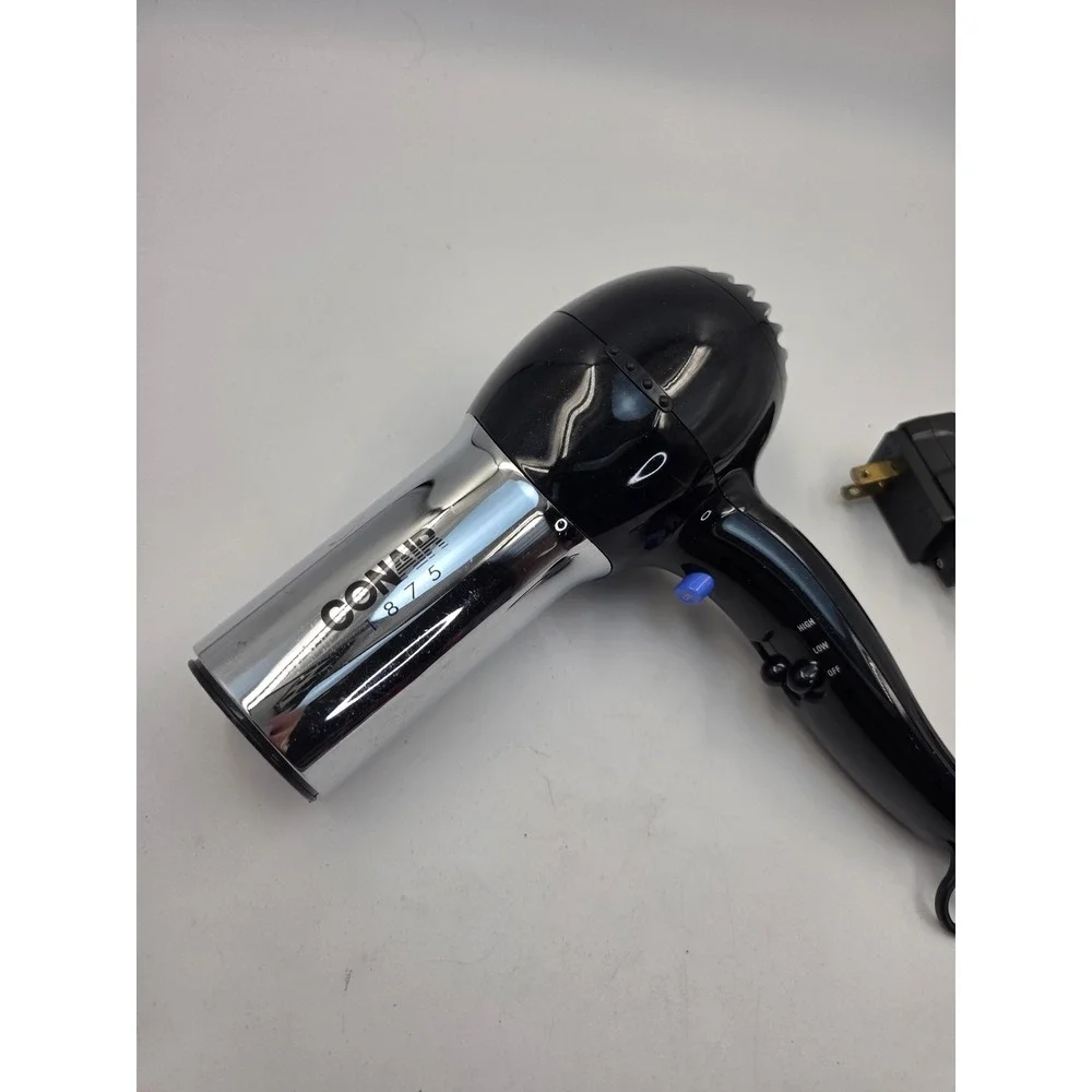 Conair 1875 Watt Hair Dryer Black Chrome Model 256X Heat Speed Settings